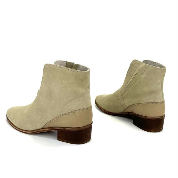 Coconut Cecilia Women Tan Ankle Boot Size 8 Suede Block Heel Notched Bootie New - Picture 11 of 14